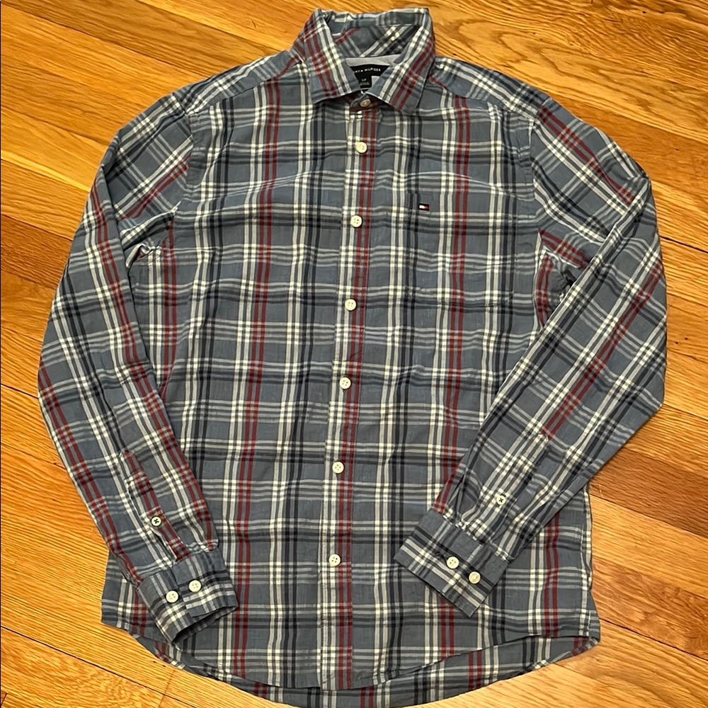 Tommy Hilfiger Blue Plaid Shirt Size Small